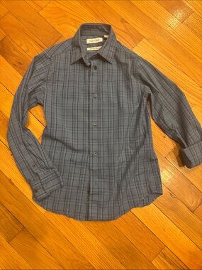 Calvin Klein Blue Plaid Button-Down Shirt